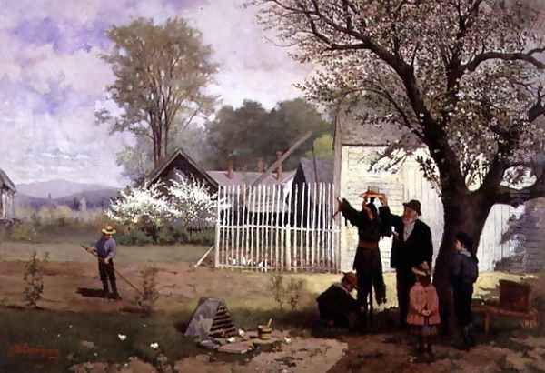 Making the Scarecrow, c.1880 Oil Painting by James Wells Champney