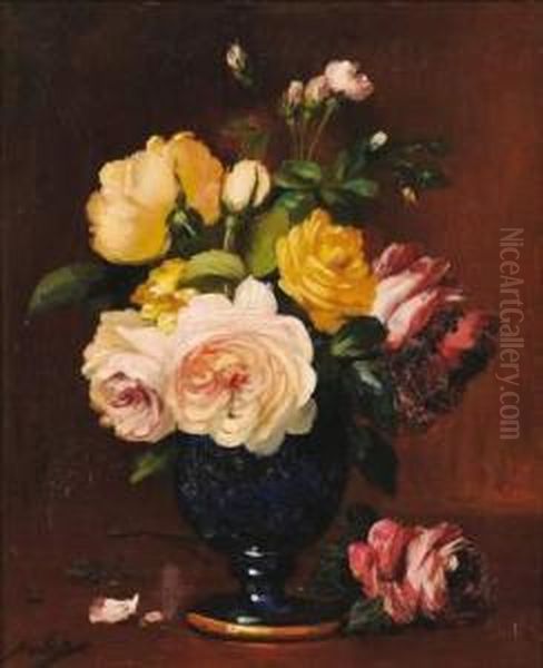 Bouquets De Fleurs Oil Painting by Leon Charles Huber