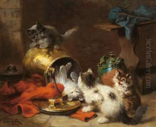 Katzenspiele Oil Painting by Leon Charles Huber