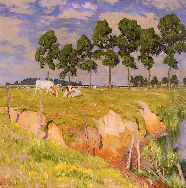 La Berge Rangee (Juillet) (The Receding Bank, July) Oil Painting by Emile Claus