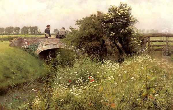 A Meeting on the Bridge Oil Painting by Emile Claus