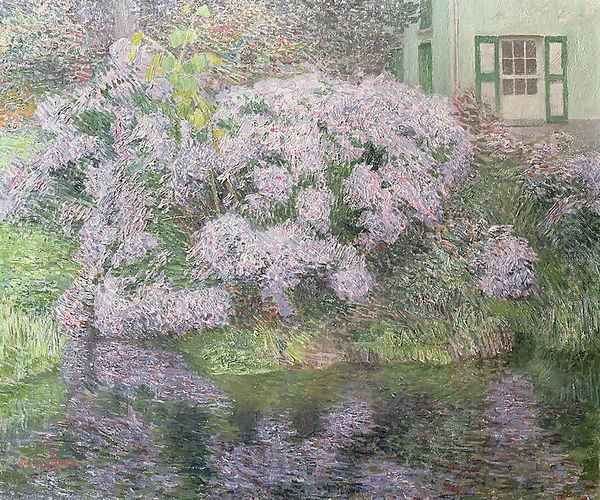 Hydrangeas on the banks of the River Lys, 1898 Oil Painting by Emile Claus