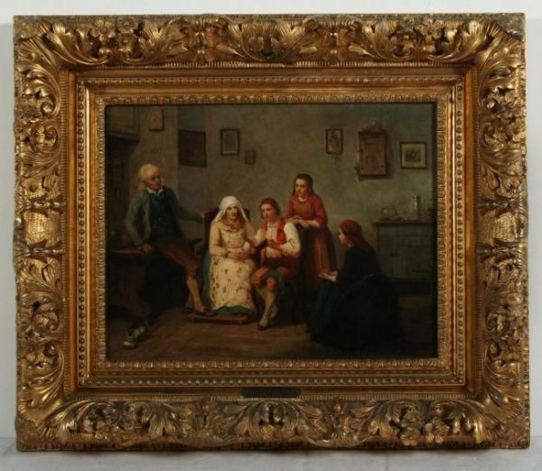 Schuler Von Schadow Und Sohns Oil Painting by Carl Wilhelm Hubner