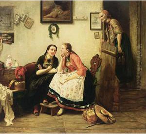 The Love Letter Oil Painting by Carl Wilhelm Hubner