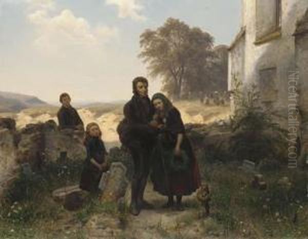 The Farewell Oil Painting by Carl Wilhelm Hubner