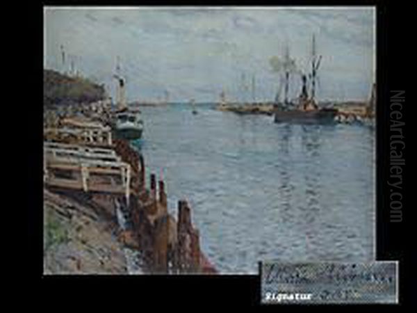 Hafeneinfahrt In Travemunde Oil Painting by Ulrich Hubner