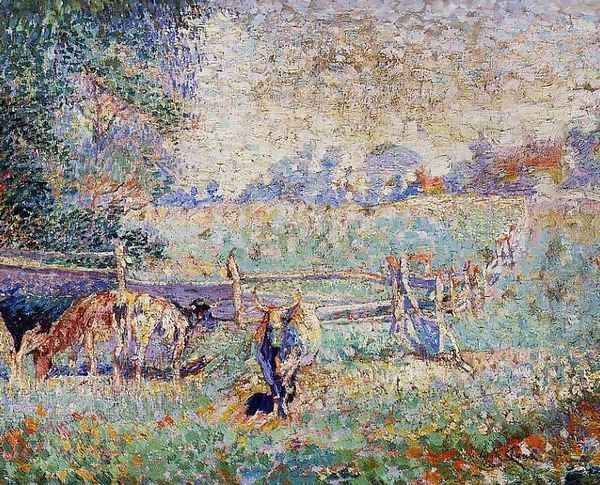 Cows in the Pasture Oil Painting by Emile Claus