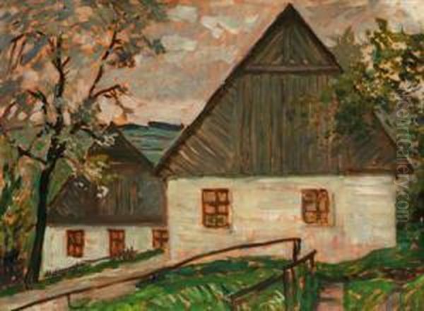 Bauernhauser Oil Painting by Antonin Hudecek