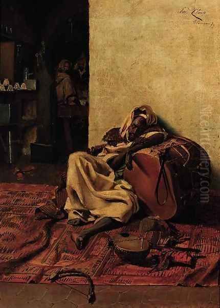 A sleeping Arab musician Oil Painting by Emile Claus