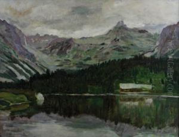 Lake In The Tatra Mountains Oil Painting by Antonin Hudecek