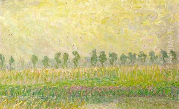 Sunlit landscape Oil Painting by Emile Claus