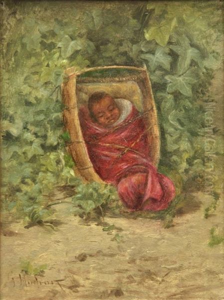 Pomo Indian Basket Baby Oil Painting by Grace Carpenter Hudson