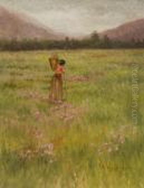 Woman In Field Oil Painting by Grace Carpenter Hudson