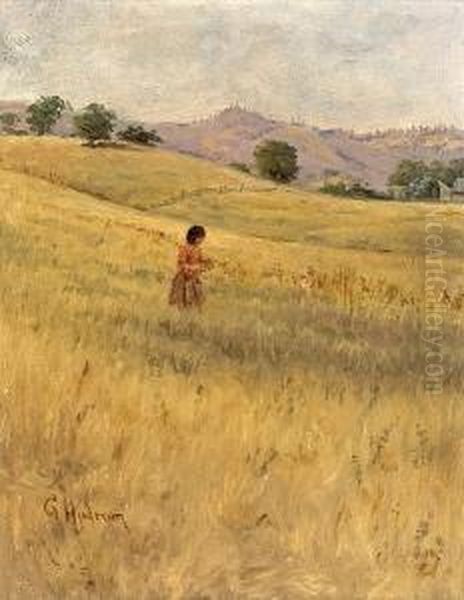 Woman In A Meadow; Young Woman In A Field (2) Oil Painting by Grace Carpenter Hudson