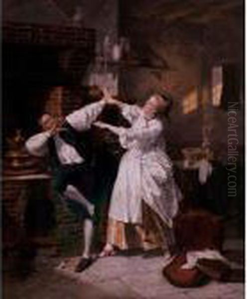 The Games Of Love: A Pair Oil Painting by Charles Desire Hue