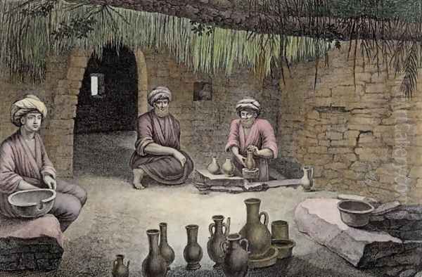 Interior of a Potter's Workshop, from Volume II Arts and Trades of Description of Egypt 1822 Oil Painting by Nicolas Jacques Conte