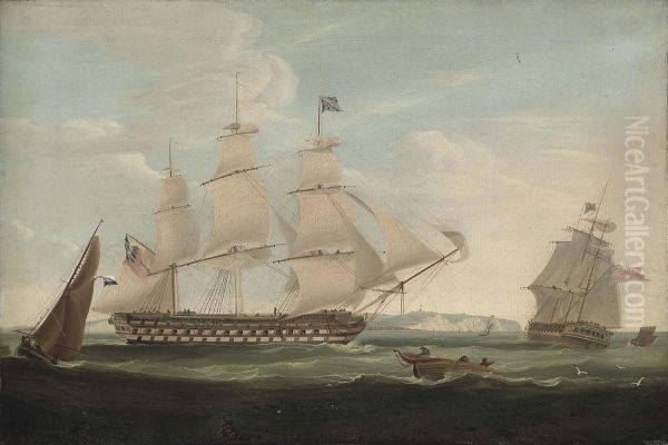 Lowther Castle 
 In Two Positions In The Channel Off Dover Oil Painting by William Huggins