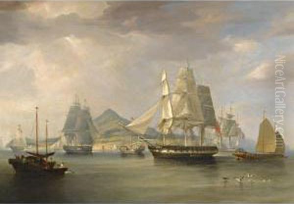 The Opium Ships At Lintin, China Oil Painting by William Huggins