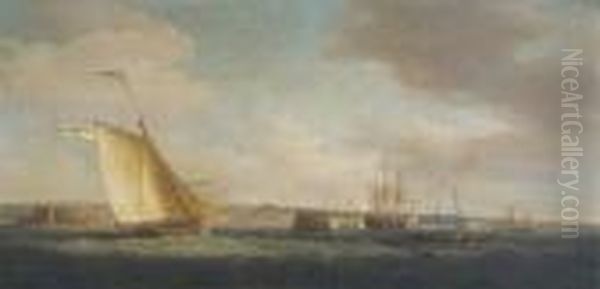 Shipping In The Solent Off Portsmouth Oil Painting by William Huggins