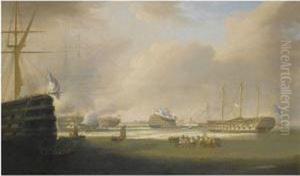 The Re-opening Of Sheerness Dockyards Oil Painting by William Huggins