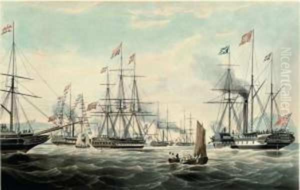 Yacht Conveying Her Majesty And Royal Consortto Edinburgh Oil Painting by William Huggins