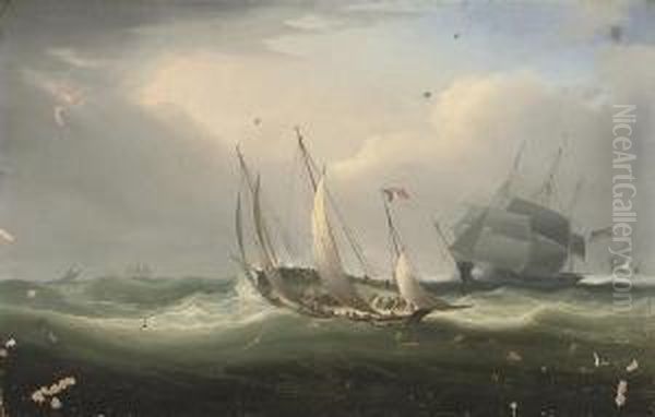 A Warning Shot Across The Smuggler's Bow Oil Painting by William Huggins