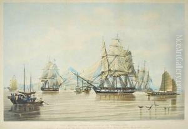 The Opium Ships At Lintin In China Oil Painting by William Huggins