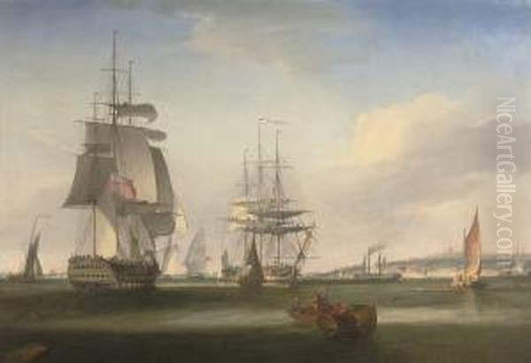 Shipping In The Thames Off Gravesend Oil Painting by William Huggins