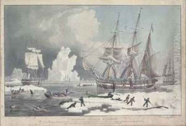 Northern Whale Fishery, By E. Duncan Oil Painting by William Huggins