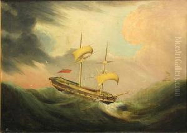 Storm At Sea Oil Painting by William Huggins