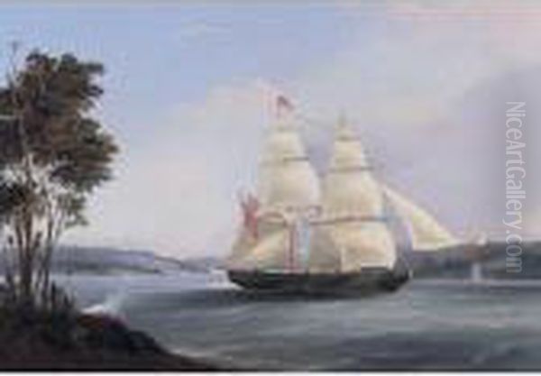 The Brig 'ullswater' Off Sydney Harbour Oil Painting by William Huggins