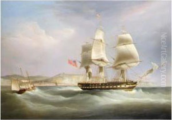 Blackwall Frigate'madagascar' Off Dover Oil Painting by William Huggins