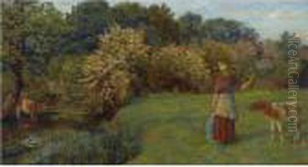 Poll The Milkmaid Oil Painting by Arthur Hughes