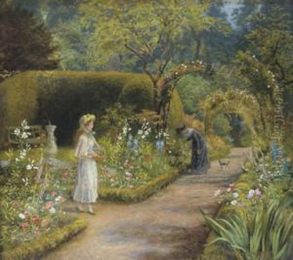 A Visit To Grandmother Oil Painting by Arthur Hughes