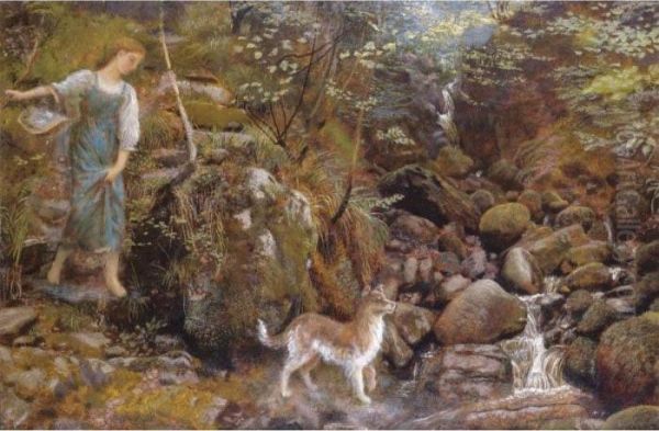 An Ayrshire Glen Oil Painting by Arthur Hughes