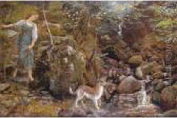 An Ayrshire Glen Oil Painting by Arthur Hughes