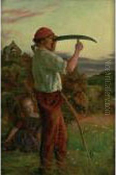 The Mower Oil Painting by Arthur Hughes