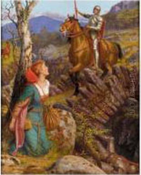 The Overthrowing Of The Rusty Knight Oil Painting by Arthur Hughes