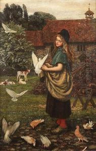 The Pet Of The Farm Oil Painting by Arthur Hughes