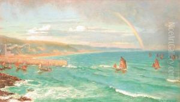 Boats Going Out Oil Painting by Arthur Hughes