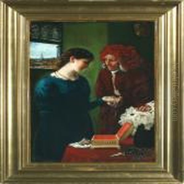 By The Jewellery Box Oil Painting by Edward Robert Hughes