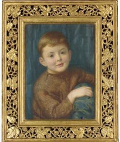 Portrait Of Christopher Garnett, Half-length, As A Child Oil Painting by Edward Robert Hughes