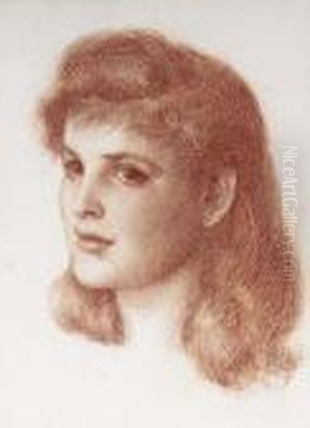 Portrait Head Of Elsie Bibby Oil Painting by Edward Robert Hughes