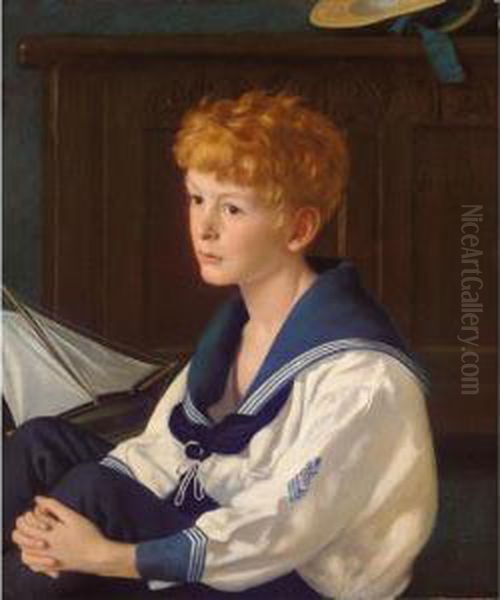 Portrait Of Major Norman Leith-hay Clark Oil Painting by Edward Robert Hughes