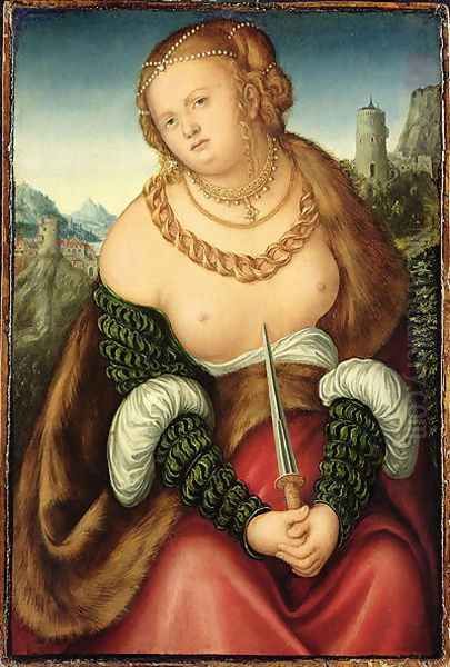 The Death of Lucretia Oil Painting by Lucas (studio of) Cranach