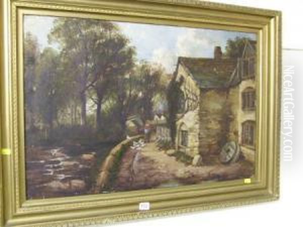 Dunster Mill, Somerset Oil Painting by John Joseph Hughes