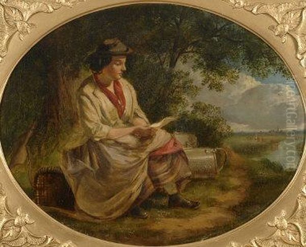 The Dairy Maid's Letter Oil Painting by John Joseph Hughes