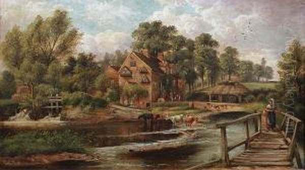 Heawood Mill, Warwickshire Oil Painting by John Joseph Hughes