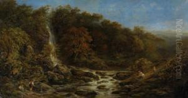 Pistyll Rhaeadr Oil Painting by John Joseph Hughes