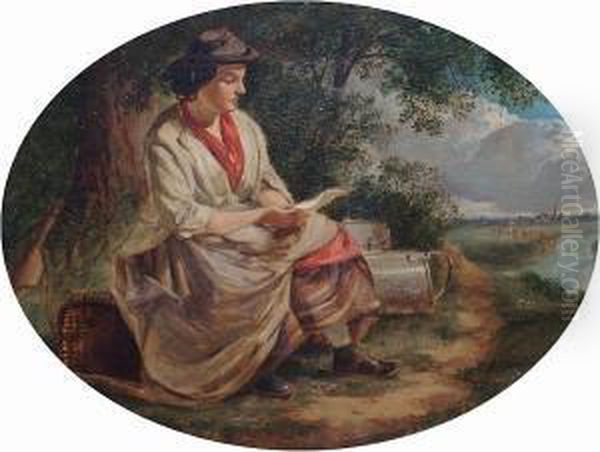 The Milkmaid's Letter Oil Painting by John Joseph Hughes